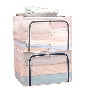 Organizador Retangular de Tecido PVC à Prova d'Água de <span class=keywords><strong>80L</strong></span> com Estrutura de Aço e Cabeça Metálica Dobrável para Armazenamento de Roupas - Product Image 1