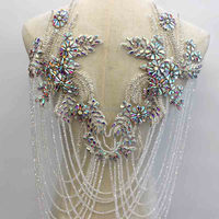 Frange de Luxe 3D Écologique à Paillettes de Cristal avec Motifs Strass pour Broderie à Coudre sur Vêtements