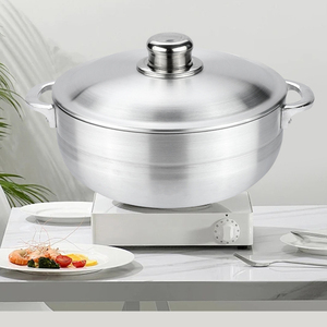 IStapromo Gifts Sand Polished Aluminum <b>Pot</b> <b>Set</b> Uncoated <b>Pot</b> Soup Steamer With Lid Large Capacity Double Ear Aluminum <b>Pot</b> - Product Image 3