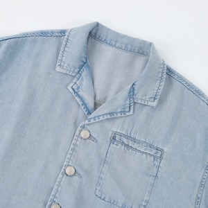 Camicia in Denim da Uomo a Maniche Corte, Vestibilità Ampia, Stile Vintage Lavato, Streetwear <span class=keywords><strong>Hip</strong></span> <span class=keywords><strong>Hop</strong></span>, 310g, <span class=keywords><strong>Abbigliamento</strong></span> per Uomo - Product Image 2