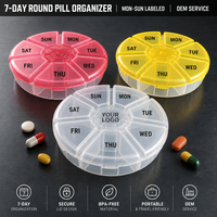 Organisateur de pilules hebdomadaire 7 jours, boîte à médicaments portable de voyage, 7 compartiments, sans BPA, étui à compléments alimentaires, logo personnalisé, vente en gros