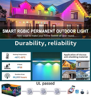 Luces LED de Píxeles RGB Permanentes para Exteriores, Resistentes al Agua IP67, con Control por Aplicación, para Aleros, Techos, Decoración Navideña