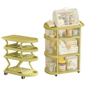 바퀴와 마무리 랙 아기 주최자 카트 홈 스낵 보관 선반 간단한 이동식 저장 시스템 대용량 침실