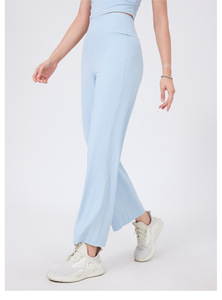Pantalones de Yoga de Cintura Alta para Mujer, Levanta Glúteos, Pierna Ancha Recta, Suaves, Elásticos en 4 Direcciones, para Pilates, Gimnasio y Deportes, con Bolsillo Trasero - Product Image 2
