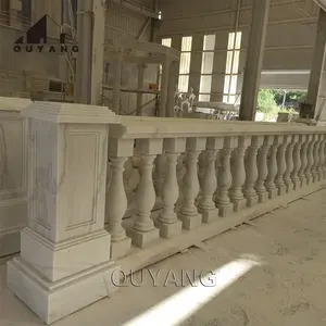 QUYANG Moderne Villa Französisches Balkon geländer Design Stein treppe Balustrade Weißer Marmor Baluster Handlauf