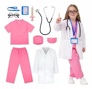 Costume d'infirmière ou de médecin amusant pour enfants, garçons et filles, pour Halloween, avec haut à col en V, pantalon et accessoires, uniforme médical chirurgical - Product Image 4