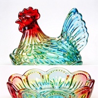 Grand pot à bonbons en verre émaillé coloré en forme de poule, récipient de rangement fantaisie en forme de coq, bol à fruits pour la décoration de salon et de la maison
