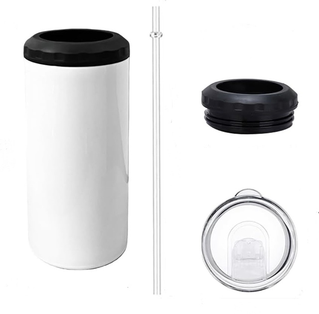 Universal 16 oz 4 in 1 Can Shaped and Bottle Slim Sublimation Blanks Stainless Steel Insulated Wine Beer 4 in 1 Can Cooler