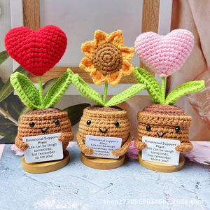 <span class=keywords><strong>Muñeca</strong></span> de girasol positiva de ganchillo con tarjeta Gracias por ayudarme a crecer regalo de agradecimiento al Maestro de la planta de ganchillo del estudiante - Product Image 3