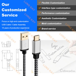 LUNG KAY 6ft 사용자 정의 로고 마이크로 USB 2.0 데이터 케이블 충전기 코드 라인 와이어 마이크로 3A 안드로이드 전화에 대한 고속 충전 케이블 - Product Image 4