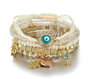 Avrupa ve amerikan popüler bohem tarzı bayanlar 2021 lüks takı el yapımı özel toptan nazar boncuklu bilezik - Product Image 4