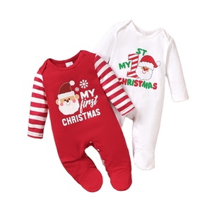Factory Wholesale 100% Cotton Bodysuit Rompers Set for New Born <strong>Baby</strong> Casual Style <strong>Winter</strong> <strong>Clothes</strong> 2Pcs ODM Supply for Christmas - Product Image 1