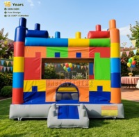 Trampoline gonflable commercial certifié CE, thème blocs, 13x13 pieds, pour fêtes d'enfants et location commerciale