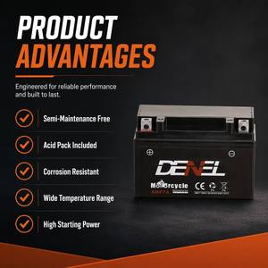 Batterie au plomb-acide DENEL pour moto SMF, haute résistance au froid/chaud et à la température, pour <span class=keywords><strong>YTX7A</strong></span> 12V <span class=keywords><strong>7Ah</strong></span> - Product Image 4