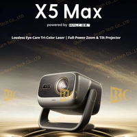Projecteur laser tricolore 4K JMGO X5 Max 2026 avec zoom optique 11000:1 et prise en charge iOS