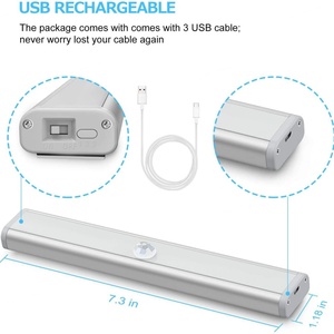 ไฟกลางคืนแบบไร้สาย EGH 20LED แสงวอร์มไวท์ ชาร์จผ่าน USB พร้อมเซ็นเซอร์ตรวจจับความเคลื่อนไหว PIR สำหรับตู้อลูมิเนียมทันสมัย เหมาะสำหรับห้องนั่งเล่น DIY - Product Image 2