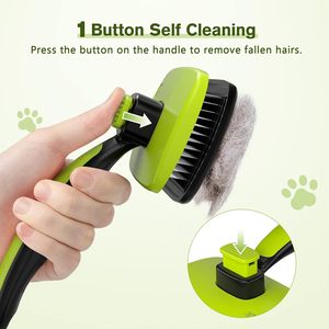Spazzola professionale per cani e gatti-strumento autopulente per toelettatura animali domestici, rimuove i peli dal pelo lungo/corto - Product Image 2