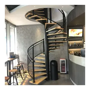 CBMmart Modern Villa Steel Handrail Post Fitting White Oak Wood Stair Tread Staircase
