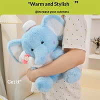 Peluche Éléphant Bleu Gigi, Compagnon de Sommeil en Coton PP, Doudou pour Enfants, Coup de Cœur pour l'Heure du Coucher