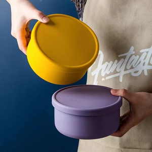 Circular silicone <b>lunch</b> <b>box</b> 700ml large capacity microwave heated silicone fresh-keeping <b>box</b> snack salad bento <b>box</b> - Product Image 5