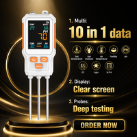 Testeur de sol numérique portable 10 en 1 pour la détection de l'humidité, de la température, du pH, de l'EC, du NPK et de la luminosité