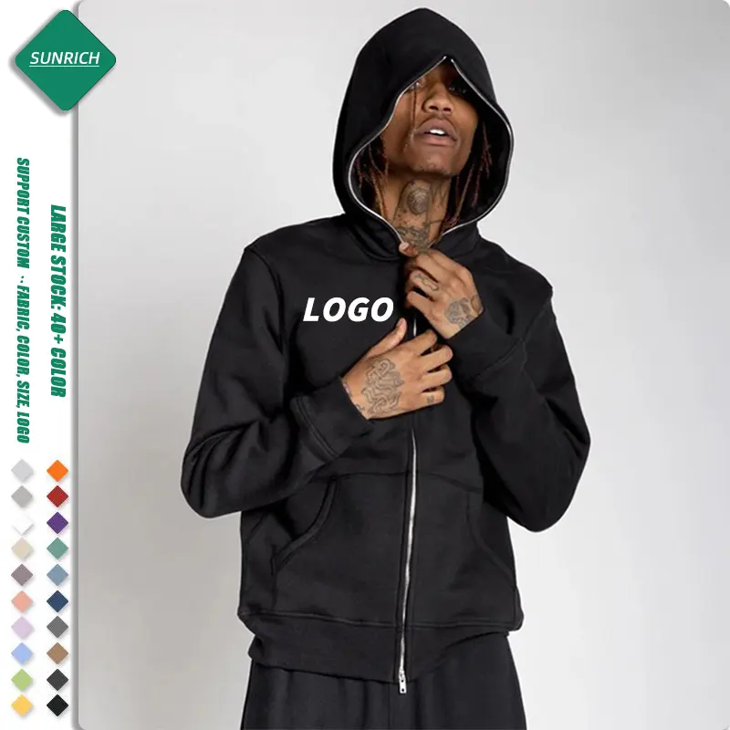 Casaco de zíper com logotipo personalizado, moletom personalizado com zíper, de algodão, fleece street, moda melhor venda, cheia de zíper