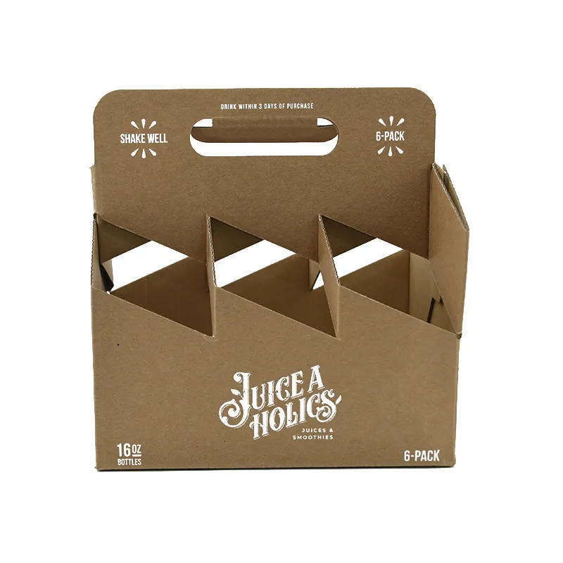 Caja de embalaje de cerveza con logotipo OEM, embalaje de papel de cartón corrugado, paquete de 6 soportes para botellas de cerveza para bebidas