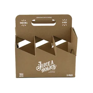 Caixa de embalagem de cerveja com logotipo OEM, papel de papelão ondulado, suporte para garrafa de cerveja com 6 pacotes, para bebidas