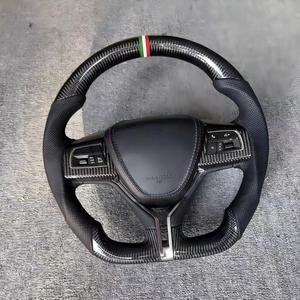 Volante de Fibra de Carbono Personalizado con Cuero Rojo y Anillo con la Bandera Italiana para Maserati Ghibli <span class=keywords><strong>Levante</strong></span> GT Quattroporte - Product Image 2