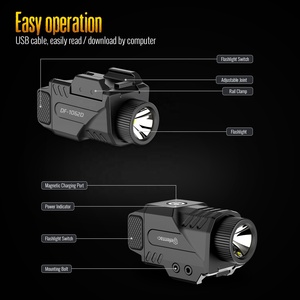 Lampe torche tactique MSH Combo DF-1062D rechargeable par USB, polymère multifonctionnel, lumière de sécurité 6X - Product Image 1