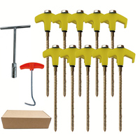 Piquets de tente métalliques de 8 pouces à visser, ancres de sol pour camping, auvents et jardins, avec tire-piquet et tournevis à tête hexagonale