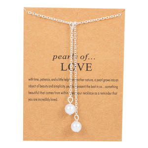 สร้อยคอจี้รูปหัวใจประดับมุกสีทองพร้อมการ์ดอวยพร ของขวัญนำโชคขายส่ง สำหรับคุณแม่และภรรยา - Product Image 1