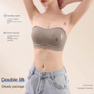 Soutien-gorge sans bretelles, sans armatures, respirant, en tricot de spandex/nylon, invisible, sans couture, anti-affaissement, pour tous les jours, bonnet 3/4, dos élégant - Product Image 4