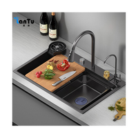 Évier de cuisine cascade à bol unique en acier inoxydable avec porte-gobelet évier de cuisine évier de cuisine en acier inoxydable