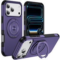 Étui de téléphone portable antichoc avec design magnétique en TPU+PC 2-en-1, support magnétique rotatif à 360° pour iPhone 18