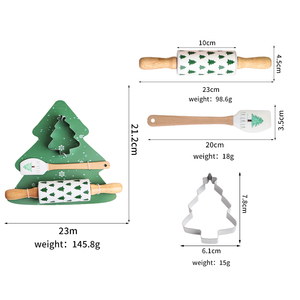 Coffret <span class=keywords><strong>cadeau</strong></span> de cuisson de Noël à faible quantité minimale de commande Mini rouleau à pâtisserie en silicone sans BPA emporte-pièce pinces alimentaires fouet et spatule pour enfants - Product Image 6