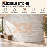 Carreaux muraux souples en porcelaine gris-blanc aspect travertin, imperméables et ignifuges pour décoration murale intérieure TV, OEM