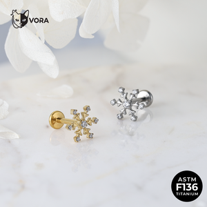 <span class=keywords><strong>Piercing</strong></span> Labret Flocon de Neige en Titane ASTM F136, Fileté Intérieurement, avec Grappe de Zircone Cubique, pour Cartilage d'Oreille, Hélix, Tragus, pour Enfants et Mariages - Product Image 2