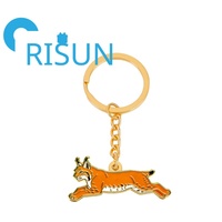 Gantungan Kunci Enamel 3D Hewan Liar Gunung Kucing Besar dan Liar Custom Fern Canadian Iberian Bobcat