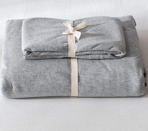 Wrinkle-Free Warm and Cozy <strong>Grey</strong> Colored Spun Yarn 100% Cotton Knitted with Deep Pocket <strong>Duvet</strong> <strong>Cover</strong> Fitted Sheet Set - Product Image 1
