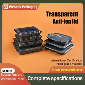 Contenants de préparation de repas en PP de qualité alimentaire recyclable à 3 compartiments pour nouilles et pizzas, boîte à emporter, utilisable au micro-ondes - Product Image 4
