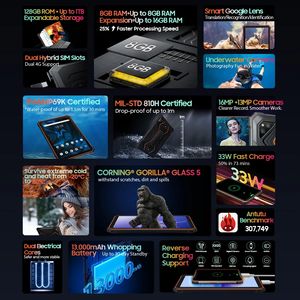 Estreno mundial OSCAL Spider 8 Rugged Tablet <span class=keywords><strong>PC</strong></span> Pantalla FHD de 10,1 pulgadas Android 13 T616 16GB 128GB Tablet PC13000mAh con 33W - Product Image 3