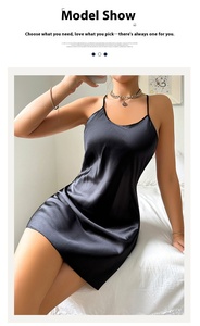 Pigiama da donna con spalline a cuore in pizzo Sexy in seta di ghiaccio su misura senza schienale da notte vestiti da casa con bretelle da donna - Product Image 3