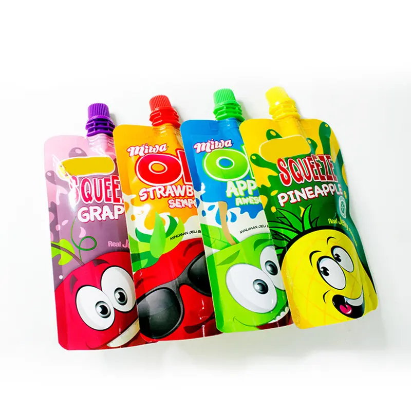 High Quality Custom Printing Drink Stand Up Pouches Straws Plastic Drink Bags Party Adults Teens Beverage Bags Juice Pouches