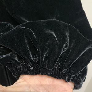 Personnalisable Automne Hiver Nouveau Vintage Velours Robe V-nack Lanterne Manches Lâche A-ligne Robes Noires - Product Image 3