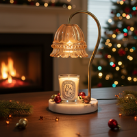 Lampe chauffe-bougie électrique en marbre avec minuterie et variateur d'intensité, 2 ampoules, bougie parfumée, décoration d'intérieur, cadeau pour la fête des mères