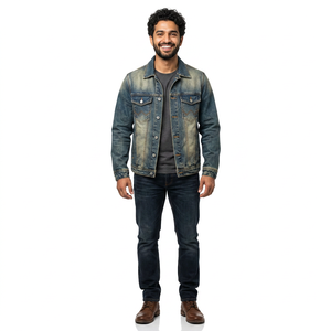 Less MOQ Trendy Jean <b>Jackets</b> Blue Black <b>Crop</b> Fall Distressed <b>Jacket</b> <b>Denim</b> Coat Plus Size Jean <b>Jackets</b> for men - Product Image 1
