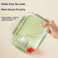 Boîte à lunch en verre borosilicate premium, compartimentée, compatible micro-ondes, récipient alimentaire hermétique pour le bureau et les repas quotidiens