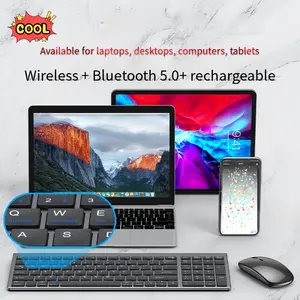 Fabriek Directe Slanke 104 Toetsen Ergonomische Waterdichte Bluetooth 5.0 Oplaadbare 2.4gz Draadloze Toetsenbord En Muis Combo Set Laptop