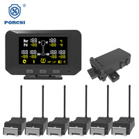 Système de surveillance de la pression des pneus Porcsi TDS230 TPMS 6 roues pour camping-car/camion/remorque avec écran LCD 5V intégré pour bus et camion
